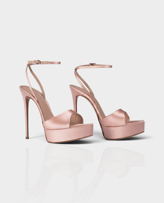 MORGA Satin Ankle-Strap Platform Stiletto Heels