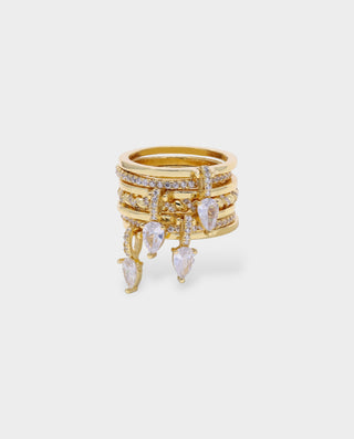 Multi-Layer Pavé Crystal Pear Cut Ring