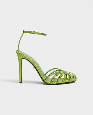 VESARA Rhinestone Cage Ankle Strap Stiletto Heels