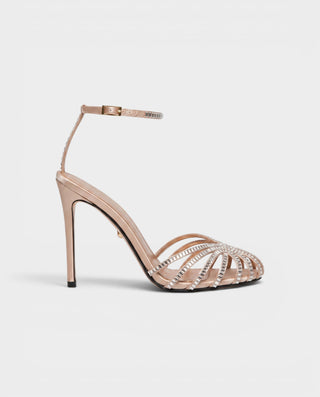 VESARA Rhinestone Cage Ankle Strap Stiletto Heels