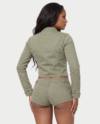 GANYA Vintage Military Jacket & Mini Shorts Set