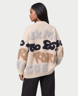 MIKAYU Oversized Graphic Jacquard Knit Cardigan