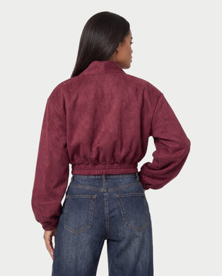 ARIALLA High Collar Cropped with Gathered Hem Jacket