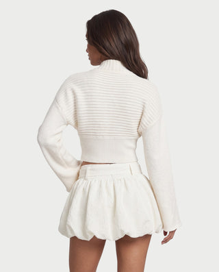 EVERLEIGH V-Neck Single Button Asymmetric Hem Knit Cardigan