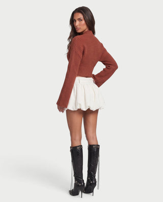 EVERLEIGH V-Neck Single Button Asymmetric Hem Knit Cardigan
