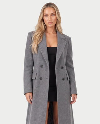 ANVINA Double-Breasted Notched Lapel Longline Trench Coat