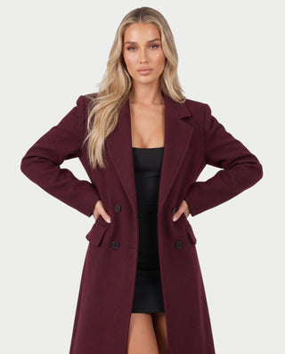 ANVINA Double-Breasted Notched Lapel Longline Trench Coat