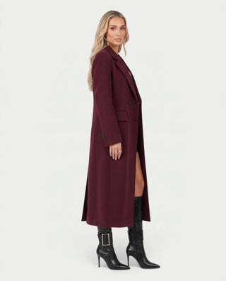 ANVINA Double-Breasted Notched Lapel Longline Trench Coat