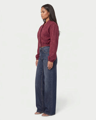 ARIALLA High Collar Cropped with Gathered Hem Jacket