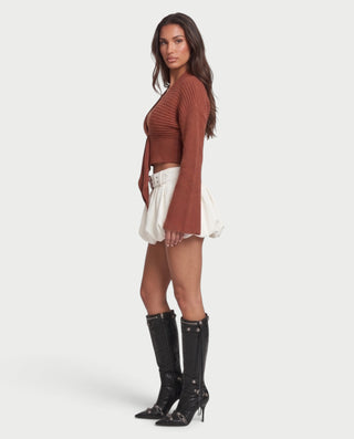 EVERLEIGH V-Neck Single Button Asymmetric Hem Knit Cardigan