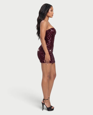 CALIDA Sparkly Sequin Corset Lace-Up Mini Dress