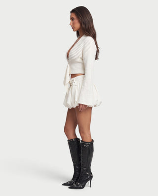 EVERLEIGH V-Neck Single Button Asymmetric Hem Knit Cardigan