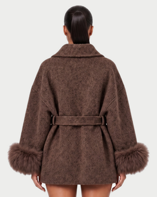 RULLY Plush Cuffs Drop-Shoulder Wrap Coat