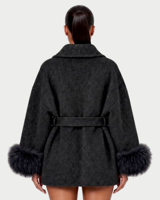 RULLY Plush Cuffs Drop-Shoulder Wrap Coat
