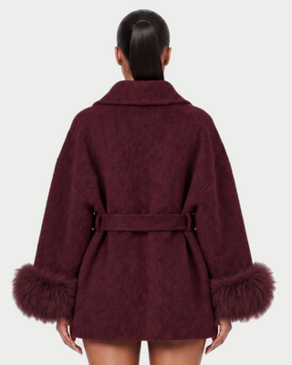 RULLY Plush Cuffs Drop-Shoulder Wrap Coat