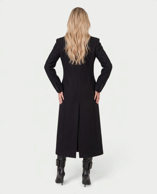 ANVINA Double-Breasted Notched Lapel Longline Trench Coat
