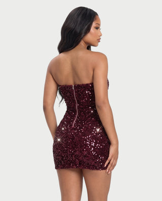 CALIDA Sparkly Sequin Corset Lace-Up Mini Dress