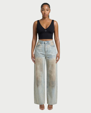 SALIE Deep V-Neck Sleeveless Crop Top