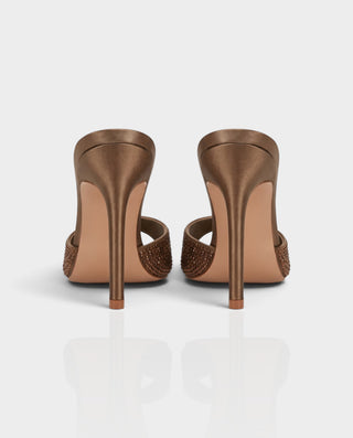 VALERYA Crystal Embellished Pointed-Toe High Heel Mule Sandals