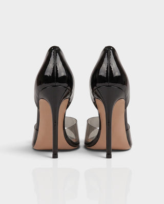 EMILYA Clear PVC Pointed-Toe Stiletto Pumps Heels
