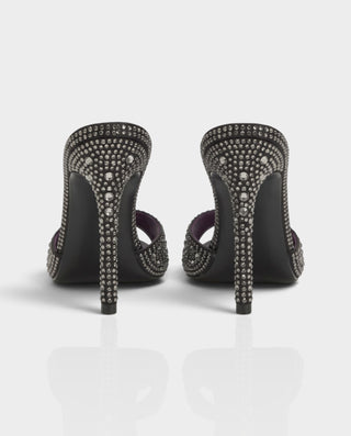VALEMA Rhinestone Pointed-Toe Stiletto Mule Heels
