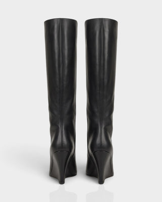 YELINA Sleek Knee-High Pointed Toe Wedge Boots