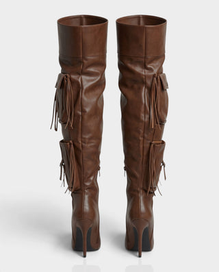 ZARLITA Tassel Cargo Over-the-Knee High Heel Boots