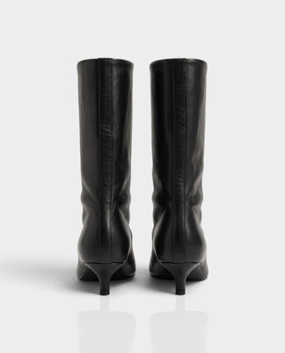 MARCELINE Pointed Toe Kitten Heel Mid-Calf Boots