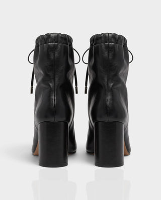 IRHANA Ruched Cuff Split-Toe High Block Heel Boots
