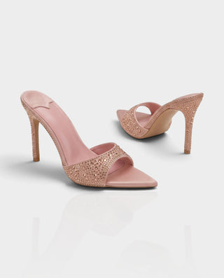 VALEMA Rhinestone Pointed-Toe Stiletto Mule Heels