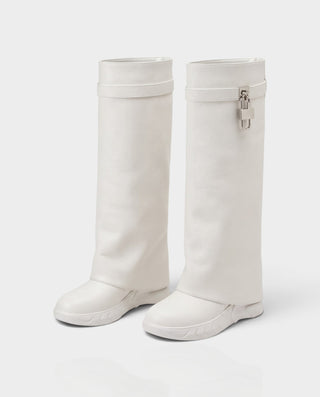 Botas de tacón de aguja hasta la rodilla de malla con cordones de ESCAS