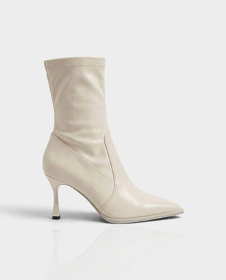 MARENA Pointed Toe Sculpted Heel Fitted Ankle Boots