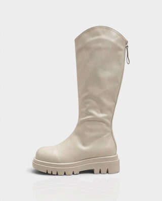 EMRYN Curved Top Knee-High Lug Sole Boots