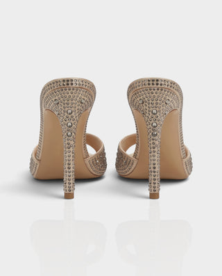 VALEMA Rhinestone Pointed-Toe Stiletto Mule Heels