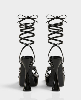 NOVANYA Metallic Strappy Leg-Wrap Stiletto Heels