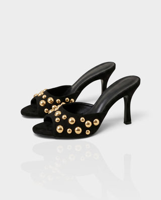 ARMENIA Gold Stud Embellished Stiletto Mule Heels