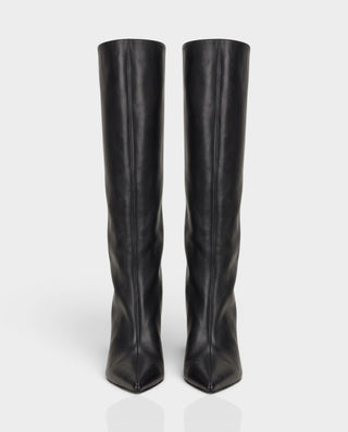 YELINA Sleek Knee-High Pointed Toe Wedge Boots