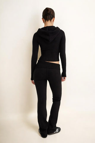 MAYA Knit Zip Hoodie & Flared Low Rise Pants