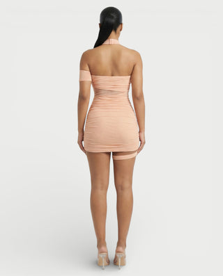 Vestido mini de malla drapeada SONIA