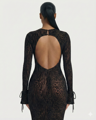 ASHLEY Mesh Open Back Maxi Dress