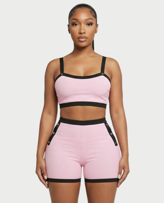 Conjunto de top y pantalones cortos con ribete en contraste KAMRYN