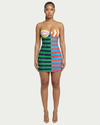 Vestido mini con estampado de rayas VIENNA