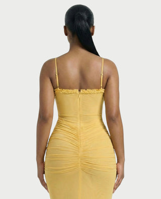 Vestido largo con volantes CYNTHIA