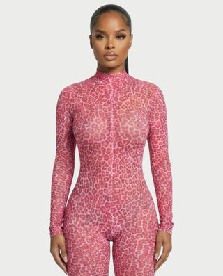 Mono de cuello alto con estampado de leopardo de KHIONE