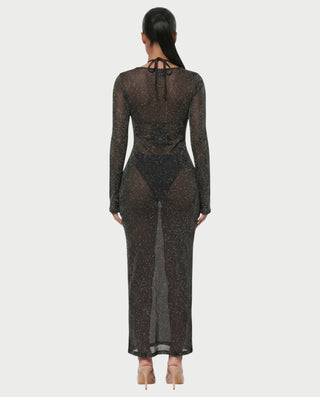 AMELLA Bikini & Shimmery Cover-Up Dress Three-Piece Set