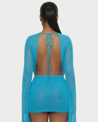 Vestido mini drapeado con cuello vuelto CAROL