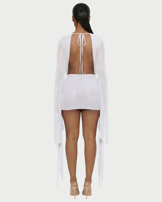 Vestido mini drapeado con cuello vuelto CAROL