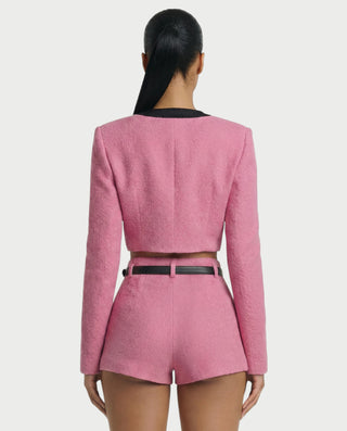 Conjunto de chaqueta de cuero y pantalones cortos de cintura alta BRIXA