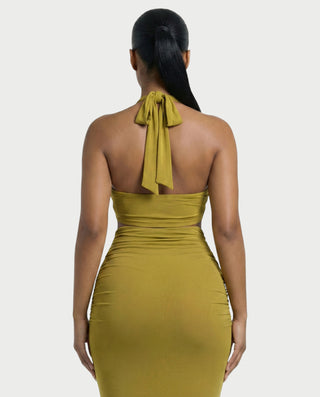 XAYANA Rose Detail High-waisted Maxi Dress