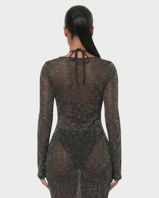 AMELLA Bikini & Shimmery Cover-Up Dress Three-Piece Set